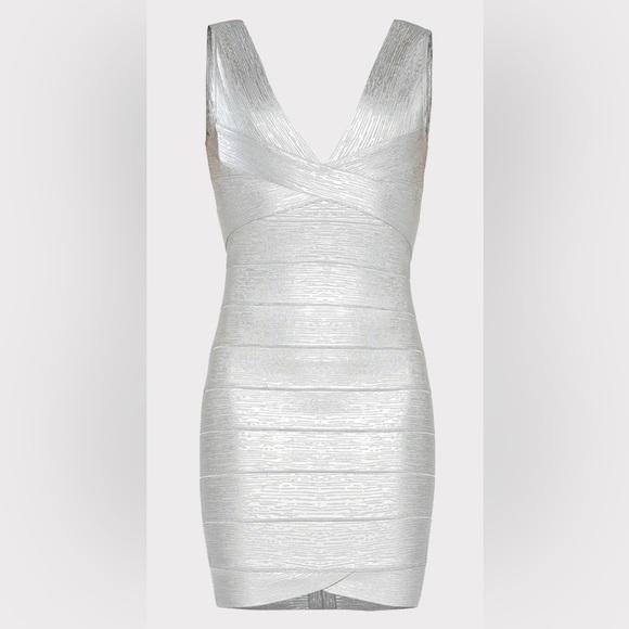 HERVE LEGER DEEP V BANDAGE DRESS - Picture 2 of 8